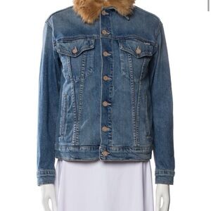 Denim Jacket with Faux Fur Collar